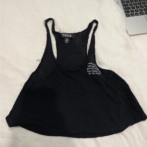 Black Women's Tank Top with Embroidered Detail